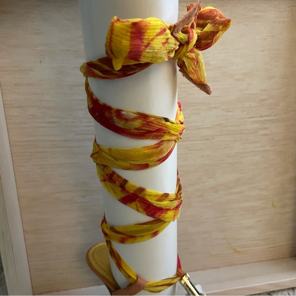 Nine West Jennica orange and yellow lace up heel sandal size 5.5 - Picture 12 of 15